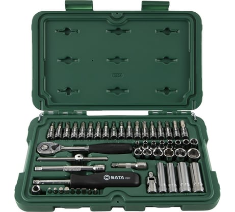 Набор метрических торцевых головок под вороток SATA 1/4 дюйма 52 шт 09002