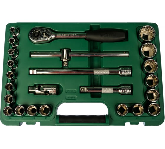 Набор торцевых 12-гранных головок, 24 шт, 1/2 DR, Sata 09060
