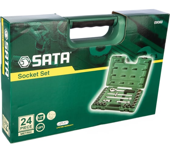 Набор торцевых 12-гранных головок, 24 шт, 1/2 DR, Sata 09060