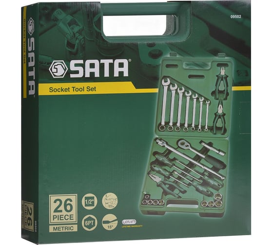 Универсальный набор инструмента, 26 шт, 1/2 DR, Sata 09502