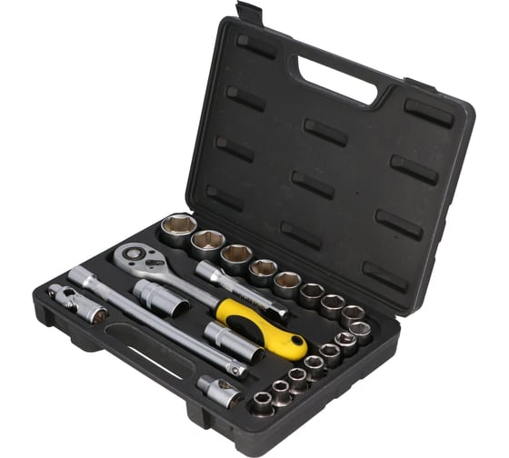 Набор торцевых головок BRENAR 22 шт, 1/2", 6-гранные, CR-V 8877