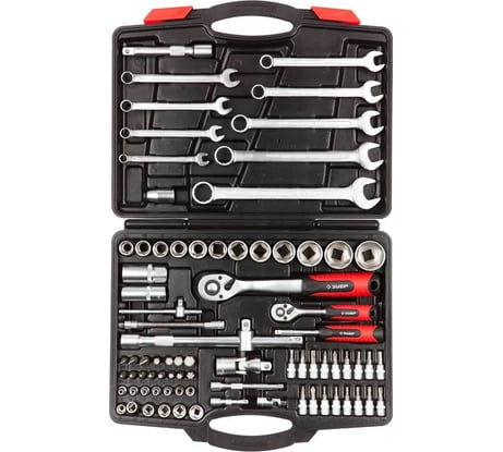 Набор торцовых головок FLANK Зубр МАСТЕР 1/2", 1/4" 82 предмета 27635-H82