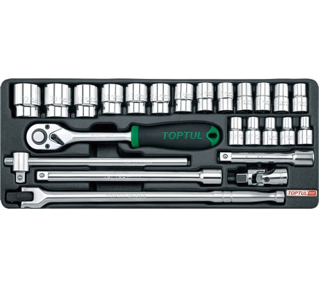 Набор головок и аксессуаров TOPTUL 1/2, 6-32 мм, 24 предмета, в ложементе GCAT2402
