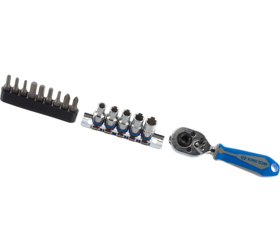 Набор вставок бит и головок с трещоткой (1/4", TORX, HEX, PH) 15 предметов KING TONY 2515MR
