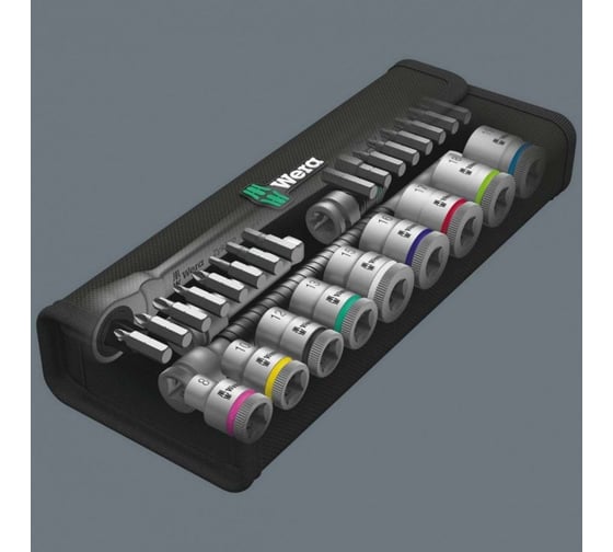 Набор с трещоткой WERA Zyklop Metal переключение реверса, 3/8", метрический, 29 пр WE-004048