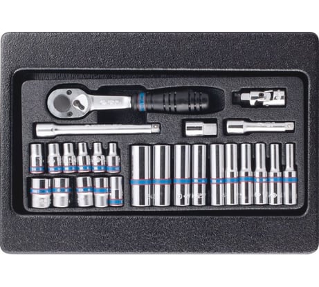 Набор торцевых головок 1/4" с принадлежностями (ложемент, 26 предметов) KING TONY 9-2526MR