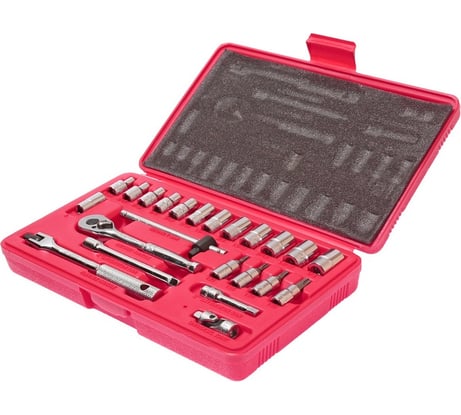 Набор головок торцевых и насадок JTC 1/4" 6-гранных 5/32"-1/2", T20-T40 в кейсе 23 предмета, H223S 702448