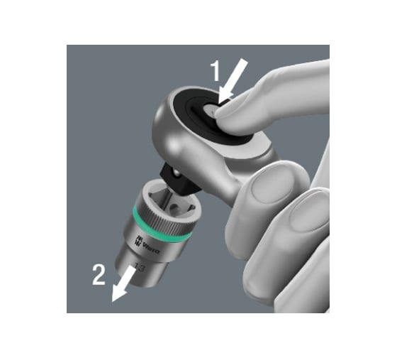 Набор насадок и бит с трещоткой WERA  Zyklop Metal Push сдвижной квадрат, 3/8", 29 предметов WE-004047