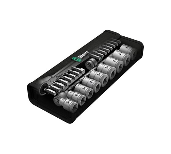 Набор насадок и бит с трещоткой WERA  Zyklop Metal Push сдвижной квадрат, 3/8", 29 предметов WE-004047