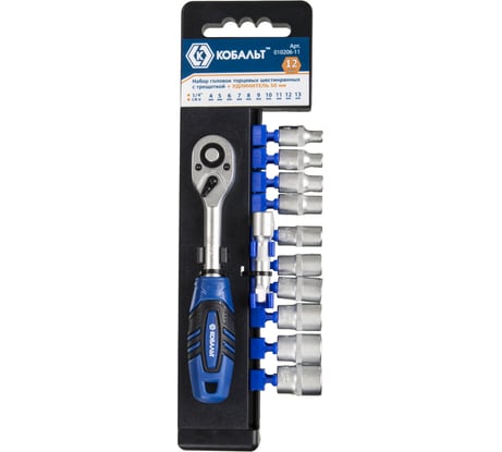 Набор головок торцевых с трещоткой 1/4" КОБАЛЬТ 010206-11