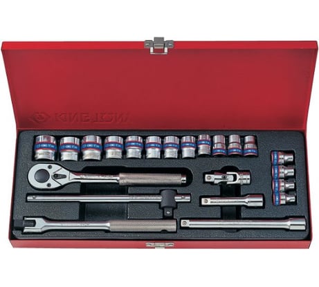 Набор торцевых головок с принадлежностями (3/8", двенадцатигранные, 6-22 мм, 22 предмета) KING TONY 3023MR