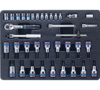 Набор торцевых головок 1/4" с принадлежностями, торцевые насадки HEX и TORX, ложемент, 37шт KING TONY 9-7537MR