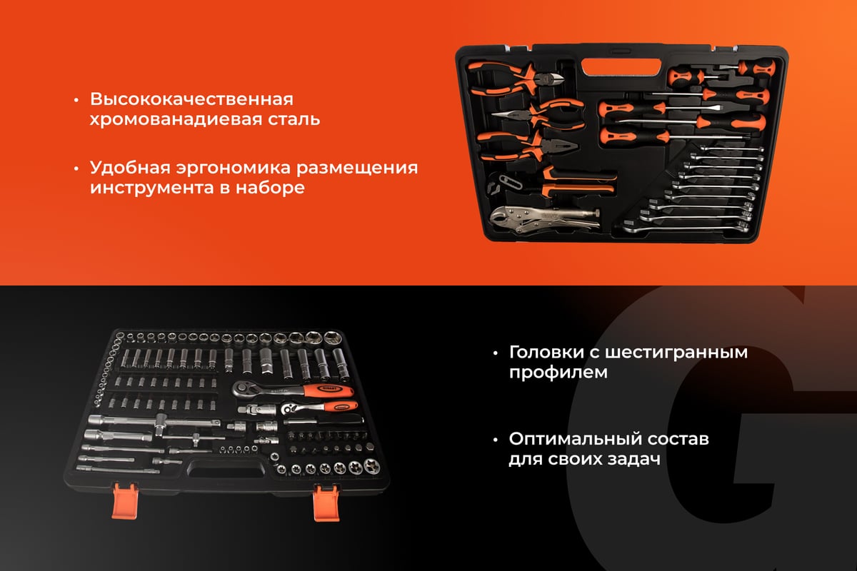 Набор инструментов Gigant 131 предмет, Сталь Cr-V GAS 131 - выгодная ...