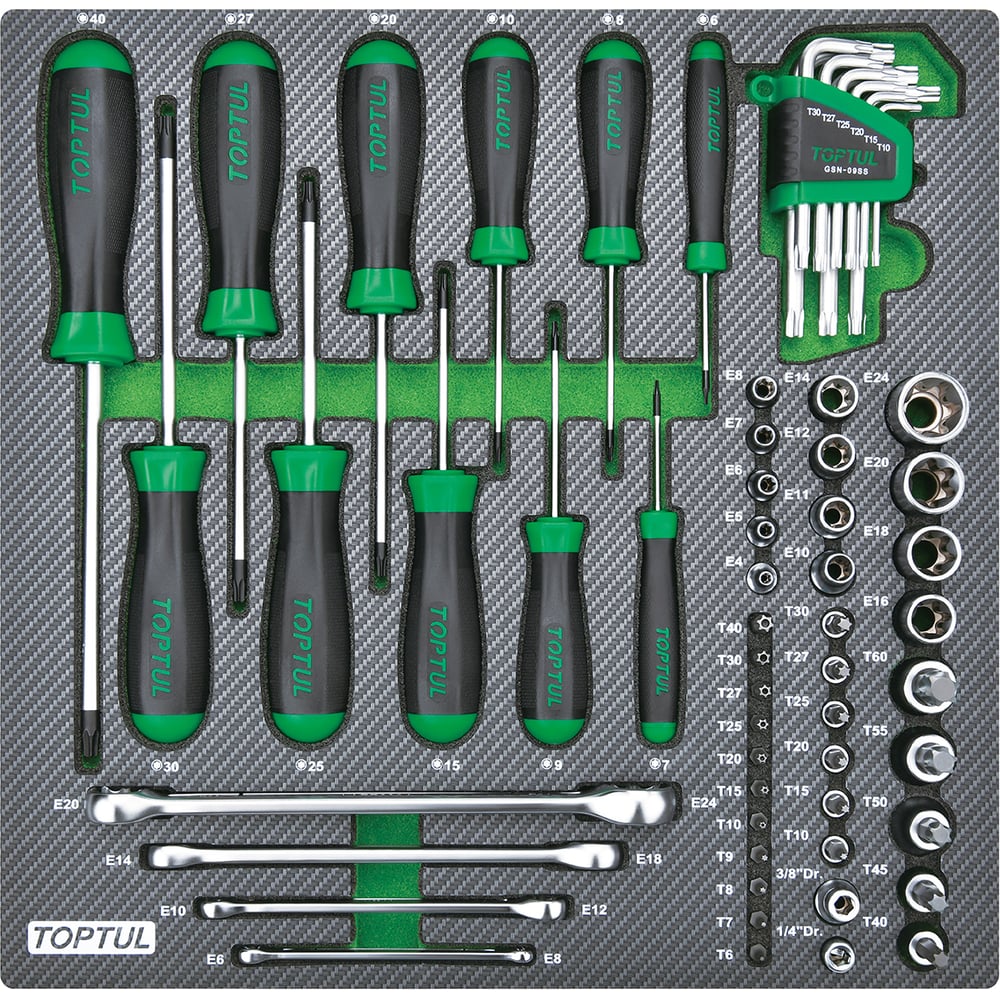 Набор инструментов TOPTUL TORX, 61 предмет в мягком ложементе GEC6102 ...