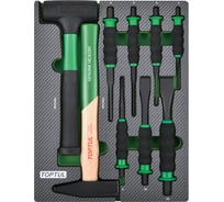Набор инструментов TOPTUL молоток, выколотки и зубила, 9 предметов в мягком ложементе GEB0904