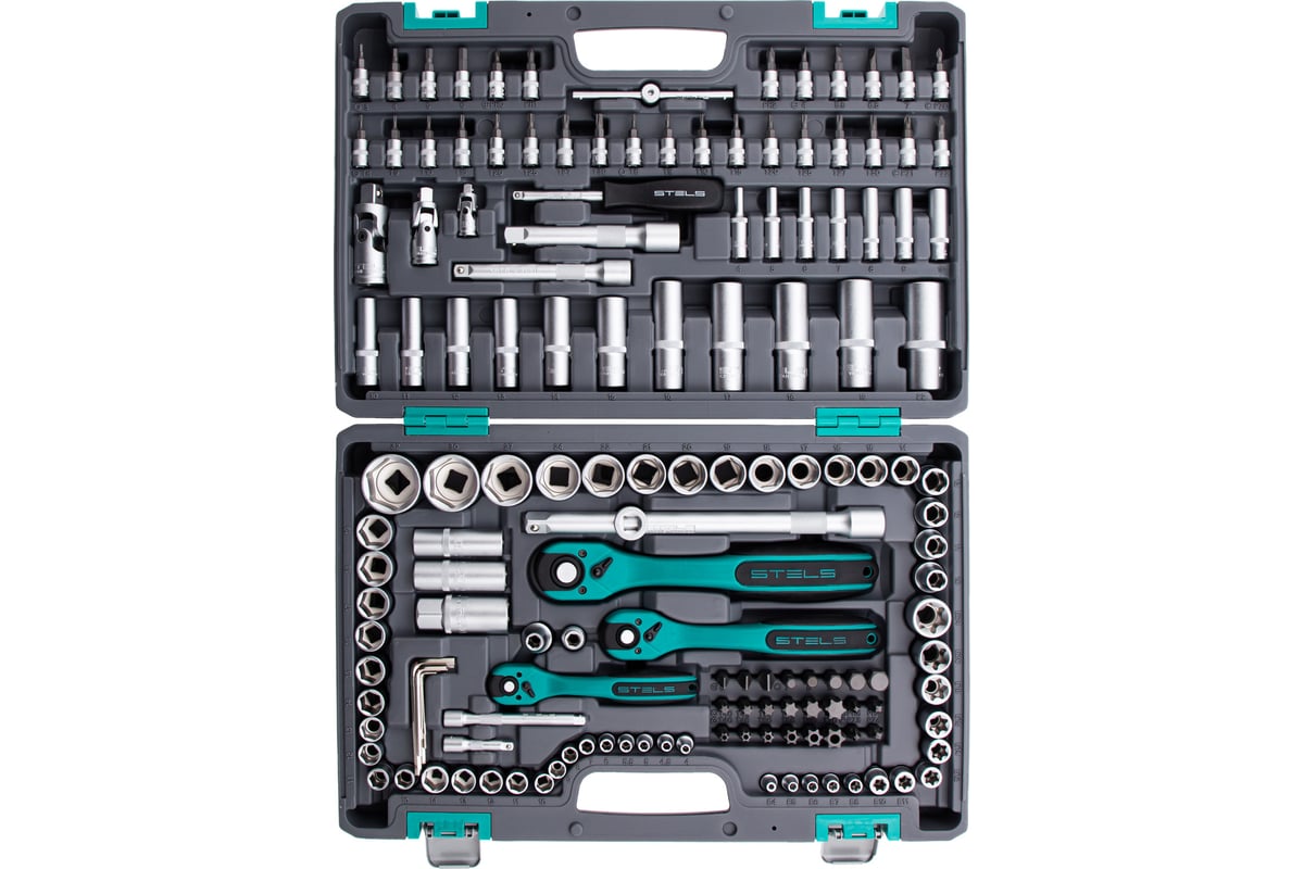 Набор инструмента STELS 1/4", 3/8", 1/2", CrV, S2, усиленный кейс, 151 ...