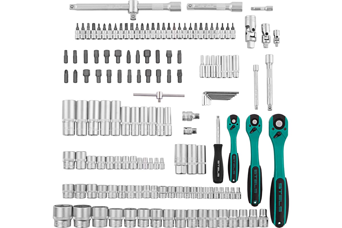 Набор инструмента STELS 1/4", 3/8", 1/2", CrV, S2, усиленный кейс, 151 ...