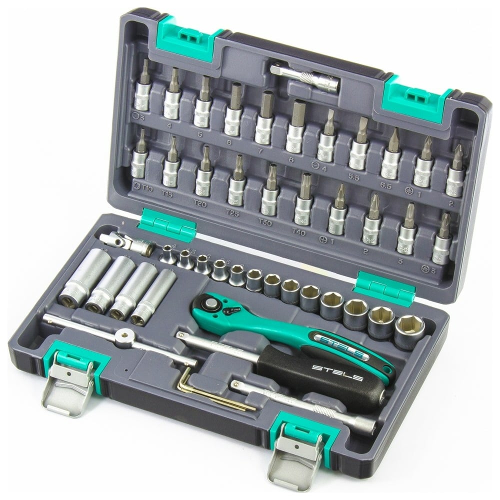 Набор инструмента 1/4", CrV, S2, усиленный кейс, 47шт STELS 14099 ...