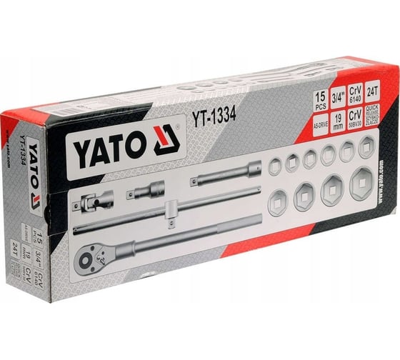 Набор головок с принадлежностями YATO 3/4" 15 предметов YT-1334