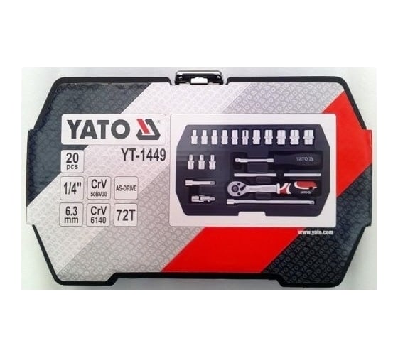 Набор торцевых головок YATO 1/4" 20 предметов YT-1449