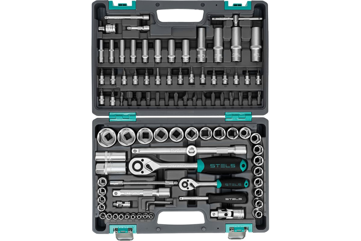 Набор инструментов STELS 1/2, 1/4 CrV, пластиковый кейс 94 предм. 14106 -  выгодная цена, отзывы, характеристики, 1 видео, фото - купить в Москве и РФ