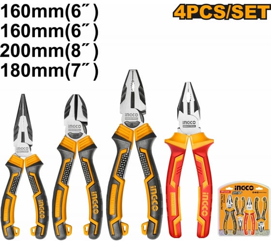 Набор шарнирно-губцевого инструмента  INGCO INDUSTRIAL SUPER SELECT 4 предмета HKPS28458