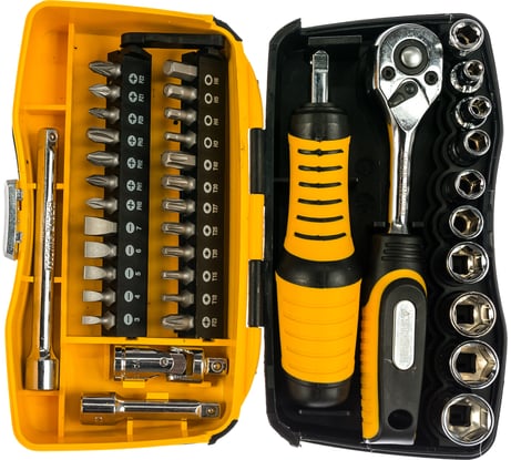 Биты и торцовые головки с трещоткой и воротком 39шт STAYER PROFI 25135-H39