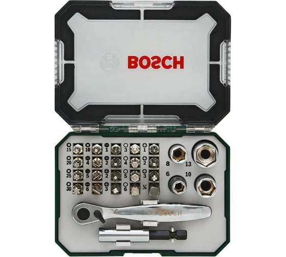 Комплект насадок с ключом-трещоткой (26 предметов) Bosch 2607017322