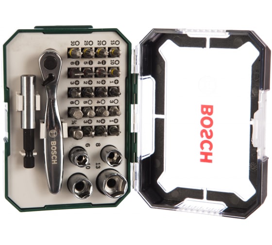 Комплект насадок с ключом-трещоткой (26 предметов) Bosch 2607017322 1