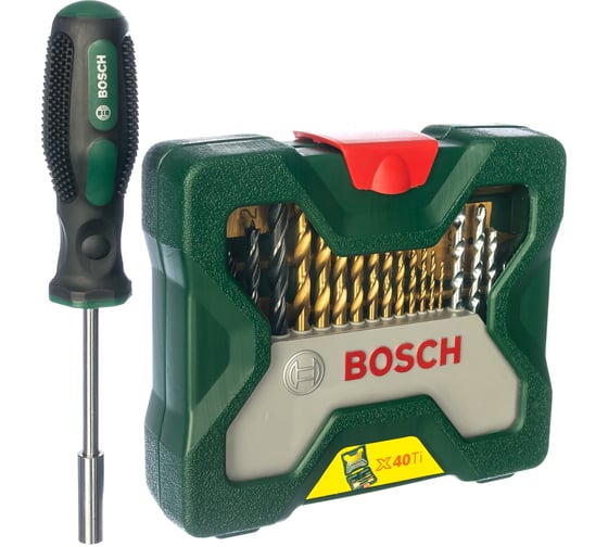 Набор Titanium X-Line-40 из 40 предметов и отвертки Bosch 2607017334