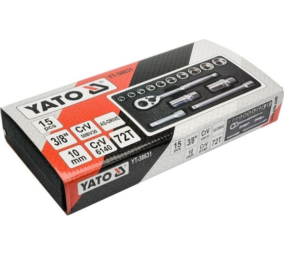 Набор торцевых головок YATO 3/8" 15 предметов YT-38631