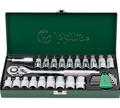 Набор шестигранников, торцевых головок с трещоткой (1/2") 28 предметов Hans 4628T