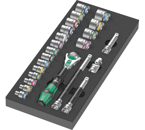 Набор WERA 9721 8000 B трещотка 3/8" Zyklop 1, 23 предмета, в ложементе WE-150111 1
