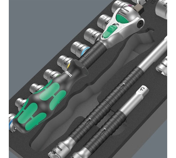Набор WERA 9721 8000 B трещотка 3/8" Zyklop 1, 23 предмета, в ложементе WE-150111