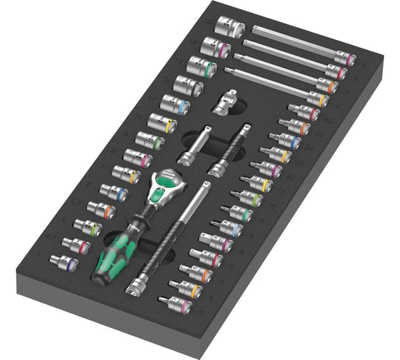 Набор WERA 9720 8000 A трещотка 1/4" Zyklop 1, 37 предметов, в ложементе WE-150110 1