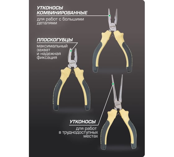 Набор шарнирно-губцевого инструмента Rockforce 5 предметов RF-5055B(52038)
