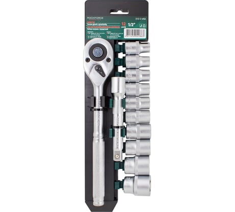 Набор торцевых головок Rockforce с трещоткой и удлинителем 1/2" DR, 6-гранные, 12 предметов RF-012-5MSA (51238) RF-012-5 MSA (51238)