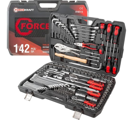 ニナファーム セット Набор инструментов Forcekraf 1/4'', 3/8'', 1/2'' 6 гранные, 142