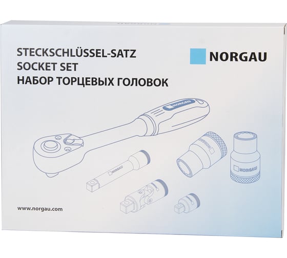 Набор торцевых 12-гранных головок 1/2"-1/4" NORGAU 58 предметов с аксессуарами ND192058-S432 063792432