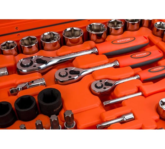Набор инструментов 1/4 +3/8 +1/2 Кратон TS-22 socket 120 2 28 09 022