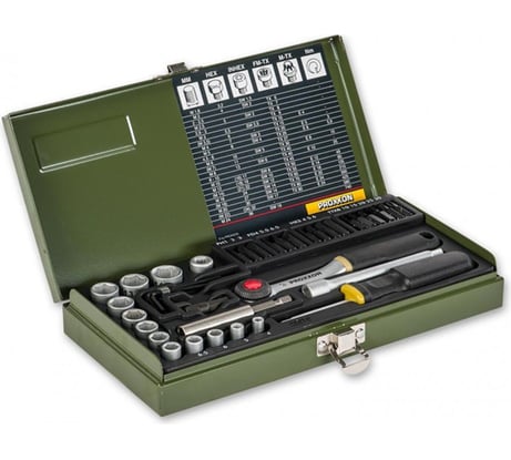 Набор отверточных бит с намагниченным переходником Proxxon 1/4", 39 поз. 23070