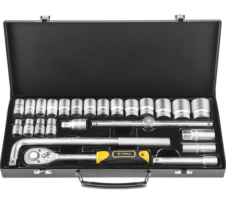 Торцевые ключи в металлическом кейсе, 1/2, 25 штук TOPEX 38D850