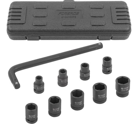 Набор ударных головок с Г-образным воротком Forsage 1/2''10пр.+1(10,12,13,14,17,19,21,22,24мм), в кейсе f-4104-5mpb 54600 F-4104-5MPB(54600)