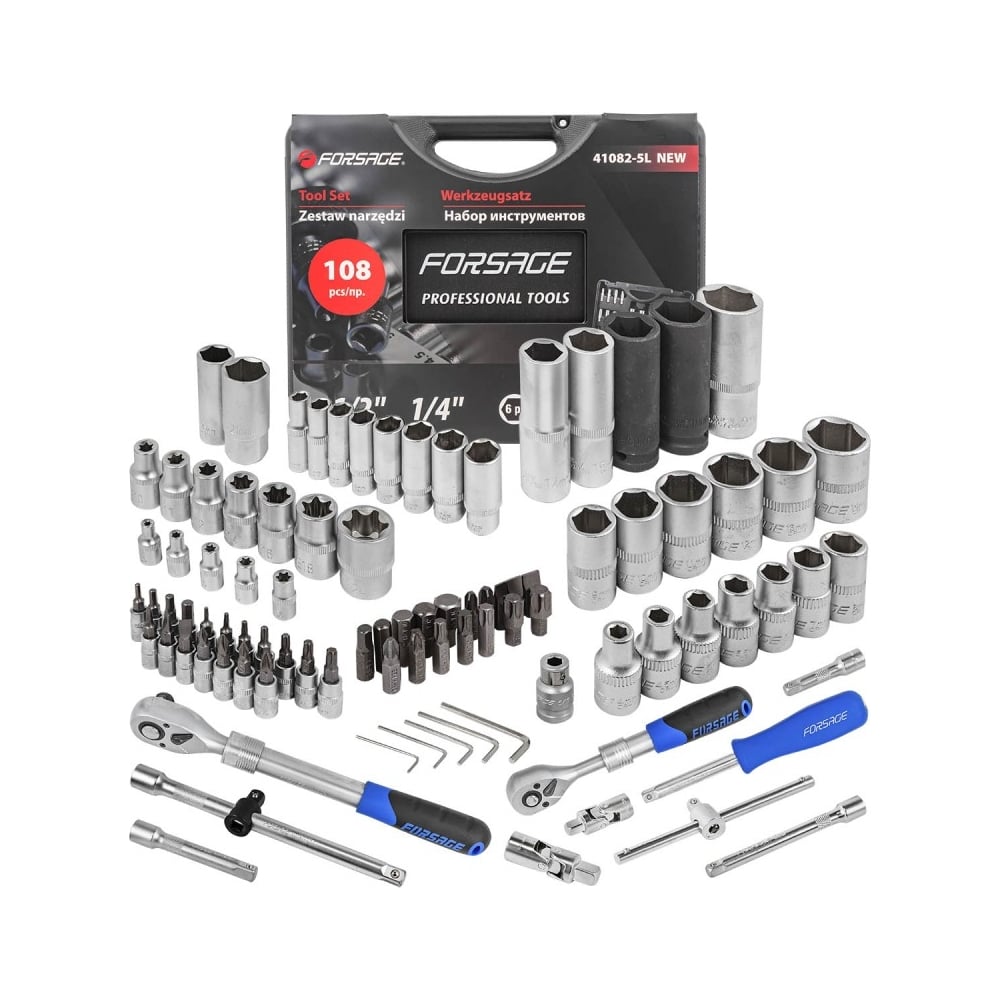 Набор инструментов Forsage 108пр, 1/4", 1/2" 6гр, F-41082-5L NEW F ...