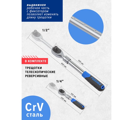 Набор инструментов Forsage 108пр, 1/4", 1/2" 6гр, F-41082-5L NEW F-41082-5L NEW(54537)
