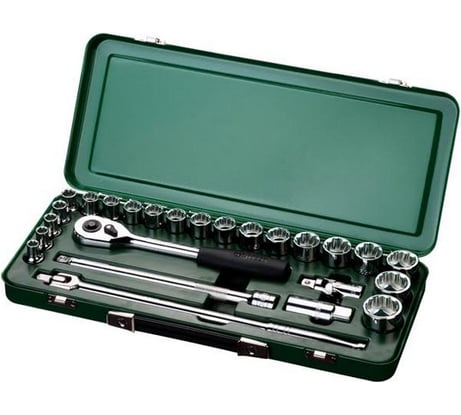 Набор метрических головок с принадлежностями 1/2, 25 предметов Sata 09092ME-12