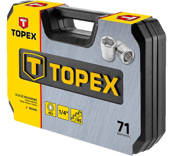 Сменные головки 71 шт., 1/4 дюйма TOPEX 38D645
