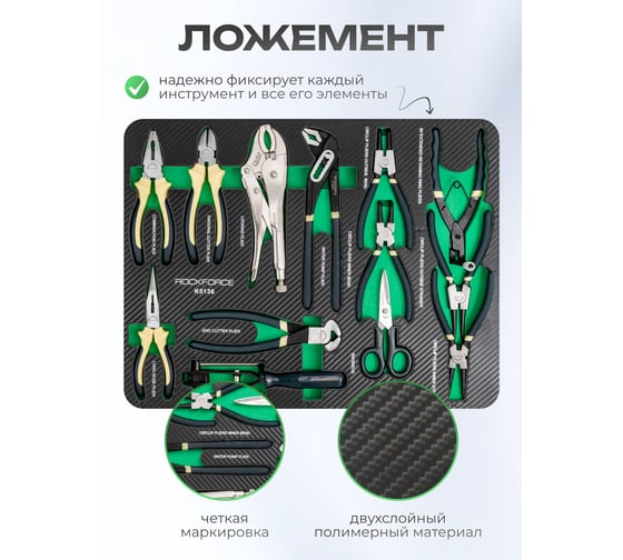 Набор шарнирно-губцевого инструмента Rockforce 13пр., в ложементе RF-K5136(51386)