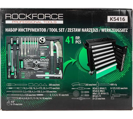 Набор ударного и режущего инструмента Rockforce 41пр., в ложементе RF-K5416(51388)