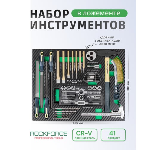 Набор ударного и режущего инструмента Rockforce 41пр., в ложементе RF-K5416(51388)